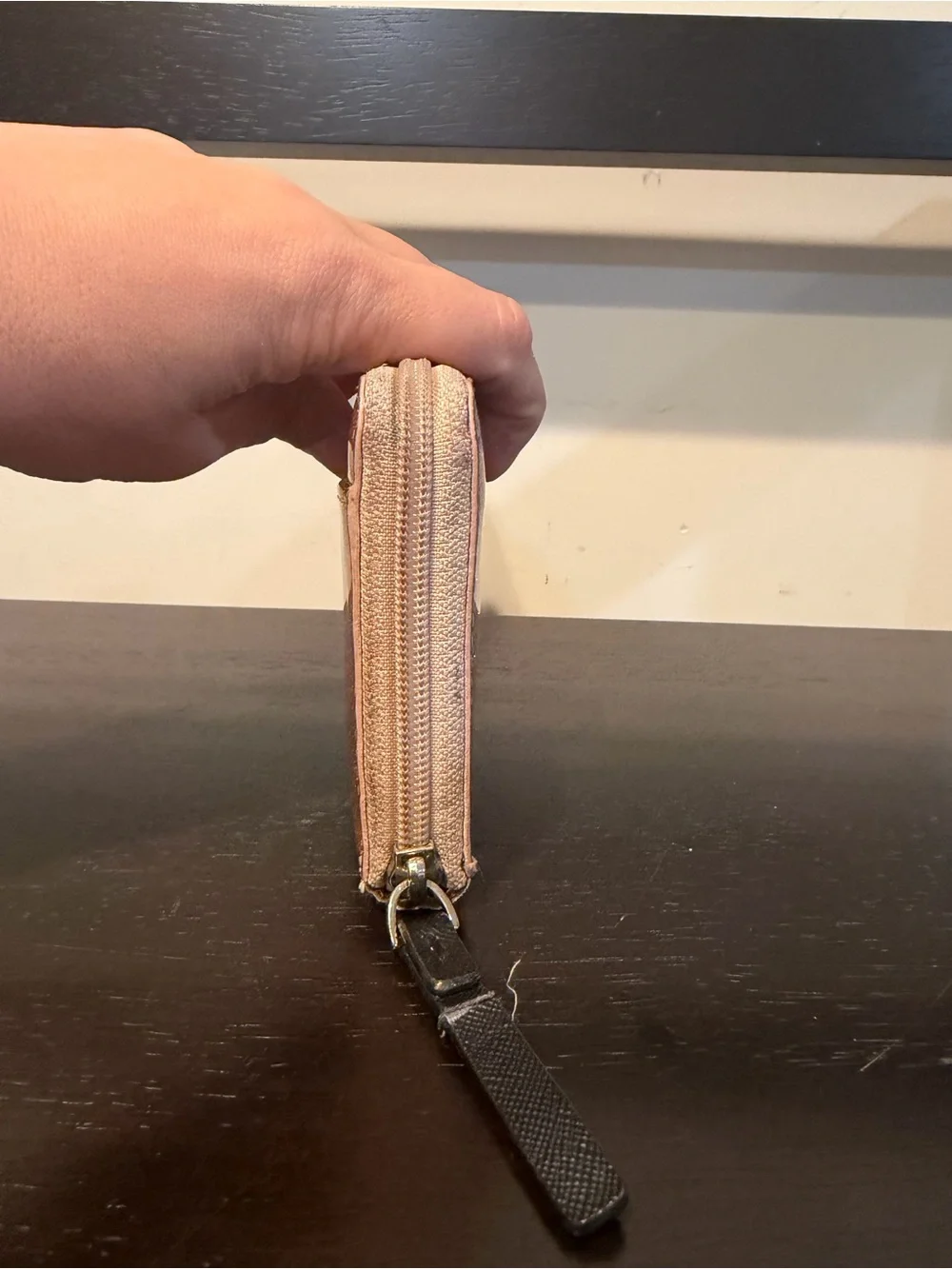 kate spade Rose Gold Glitter Zip Wallet